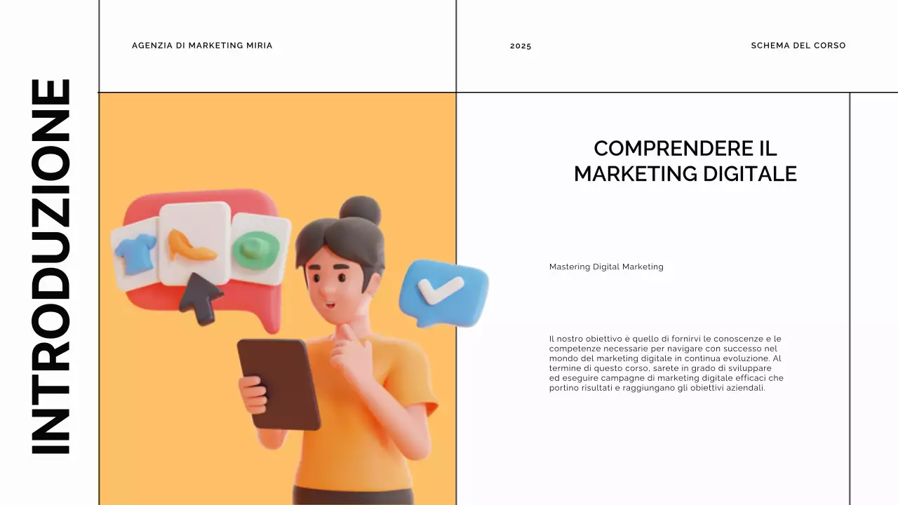 Materiale didattico del corso online moderno blu e arancione