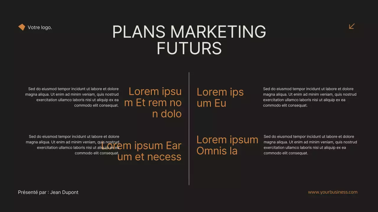 Noir et orange Minimal Elegant Real Estate Marketing Strategy Announcement