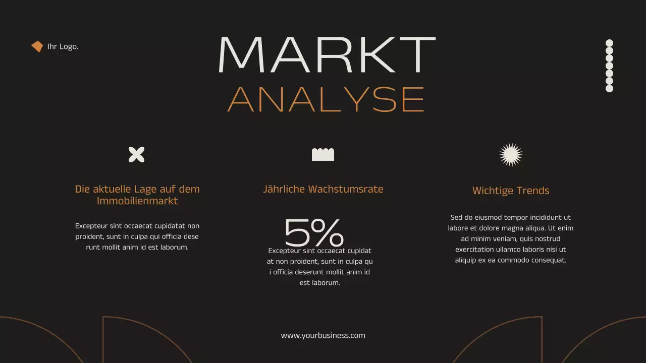 Schwarz und Orange Minimal Elegant Immobilien Marketing Strategie Ankündigung