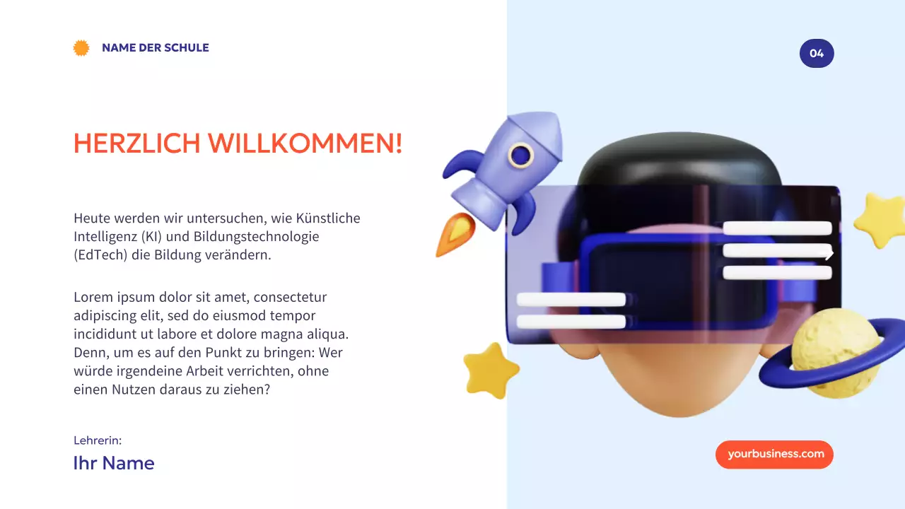 Blau Orange Modern Minimal Wie Technologie das Lernen fördert Einleitung