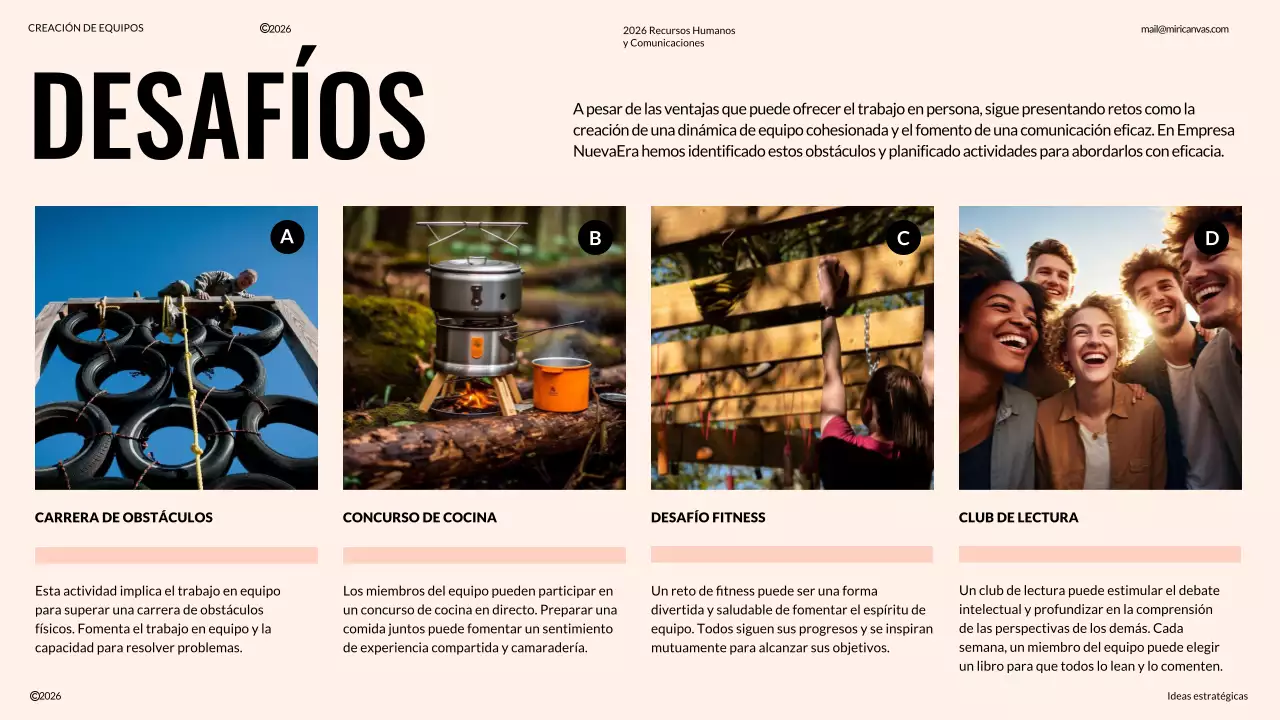 Propuesta de Team Building Moderno Marfil y Naranja