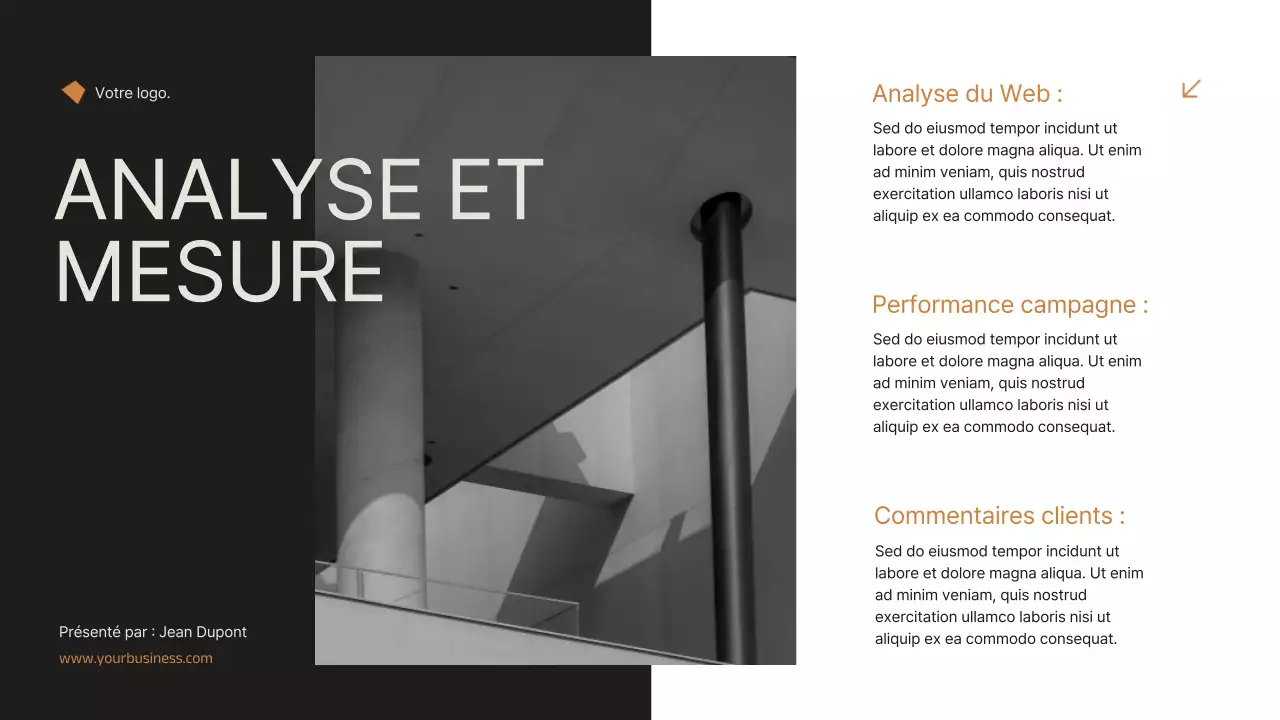 Noir et orange Minimal Elegant Real Estate Marketing Strategy Announcement