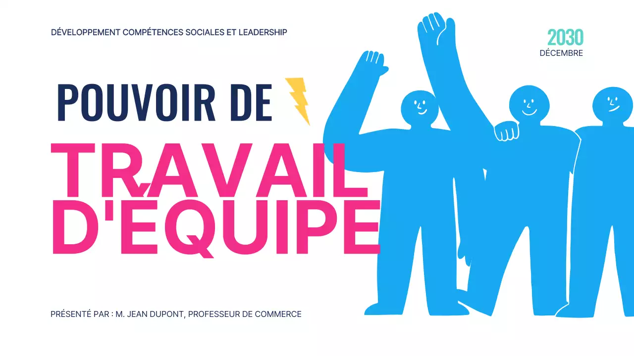 Rose Bleu Géométrique Moderne Education Le pouvoir du travail d'équipe Introduction