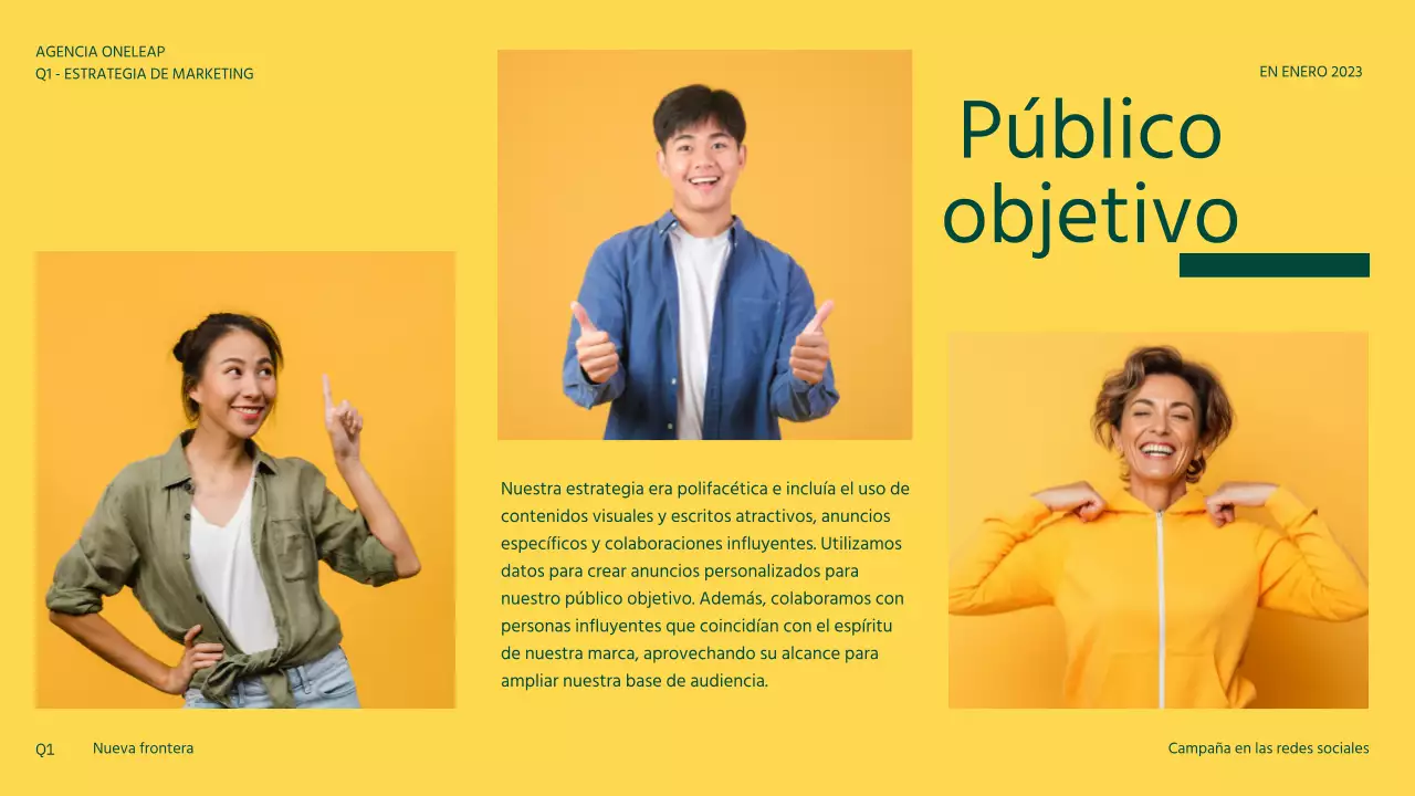 Campaña de comunicación social moderna en naranja y amarillo