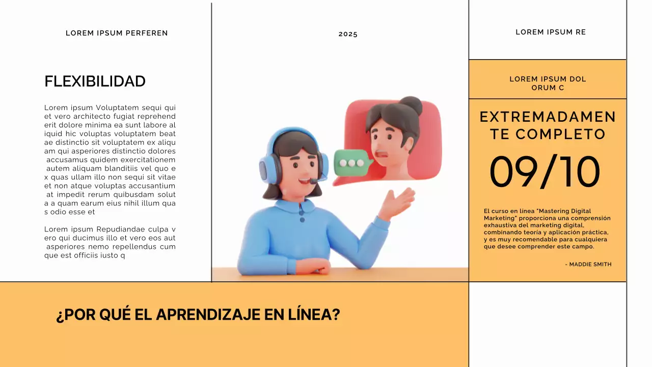 Azul y naranja Material didáctico del curso moderno de aprendizaje en línea