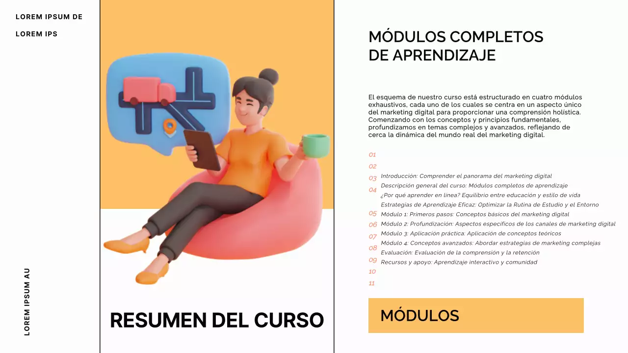 Azul y naranja Material didáctico del curso moderno de aprendizaje en línea