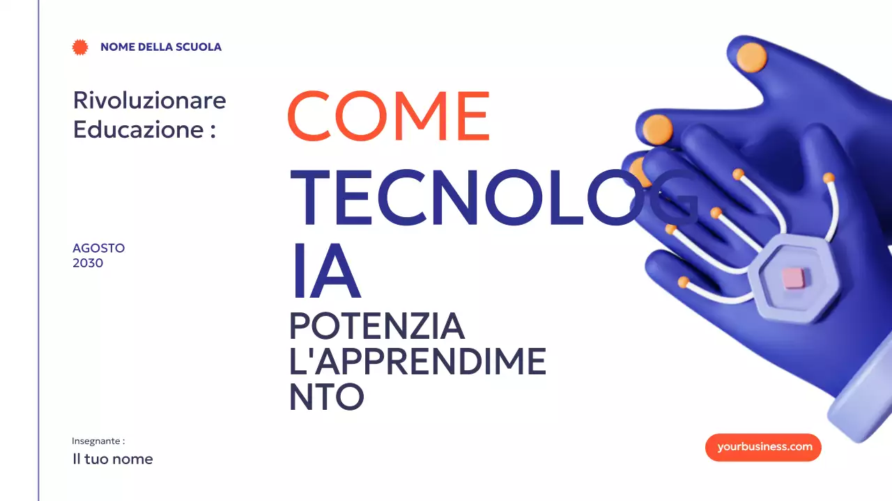 Blu Arancione Moderno Minimal Come la tecnologia potenzia l'apprendimento Introduzione