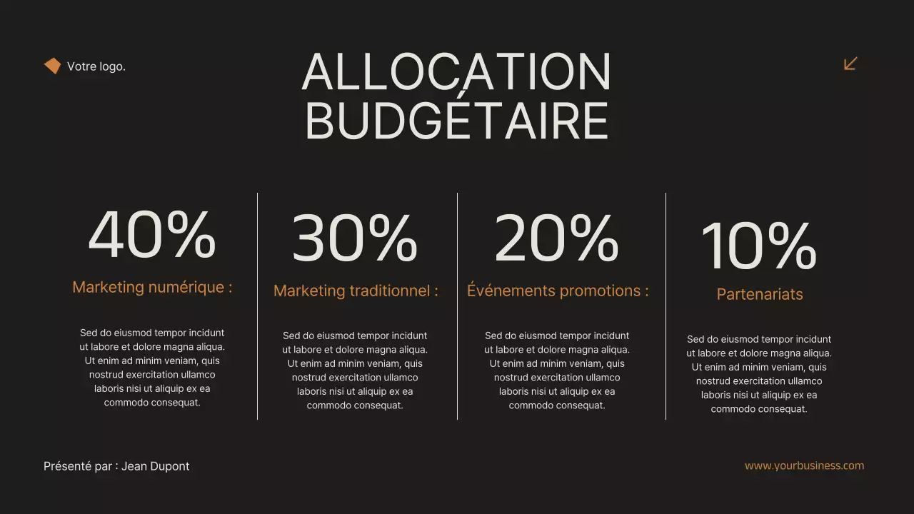 Noir et orange Minimal Elegant Real Estate Marketing Strategy Announcement