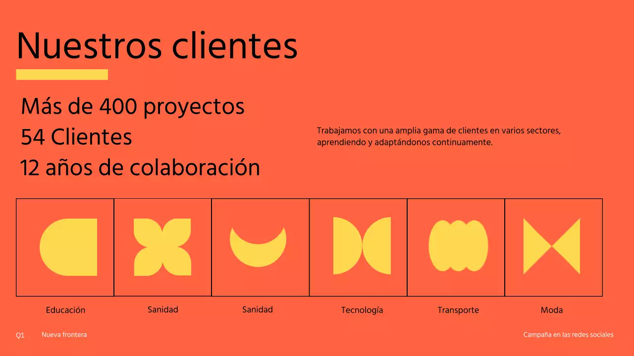 Campaña de comunicación social moderna en naranja y amarillo