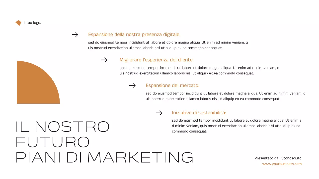 Annuncio di strategia di marketing immobiliare elegante e minimale in nero e arancione