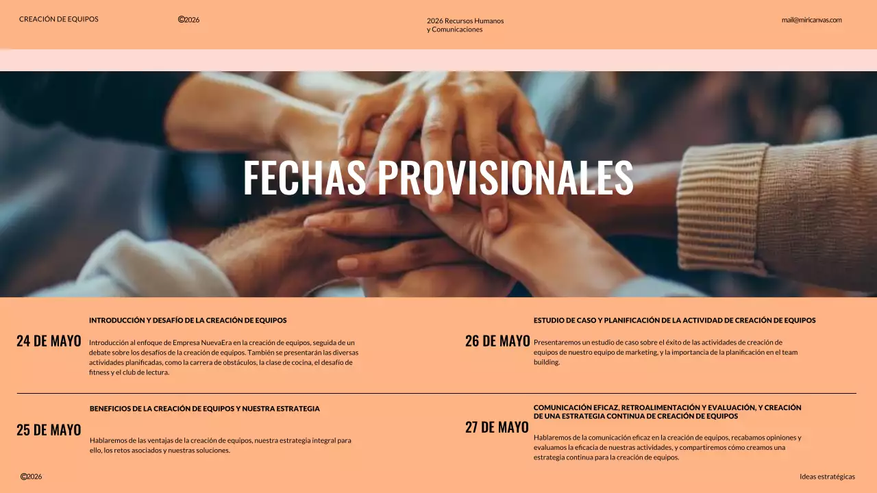 Propuesta de Team Building Moderno Marfil y Naranja