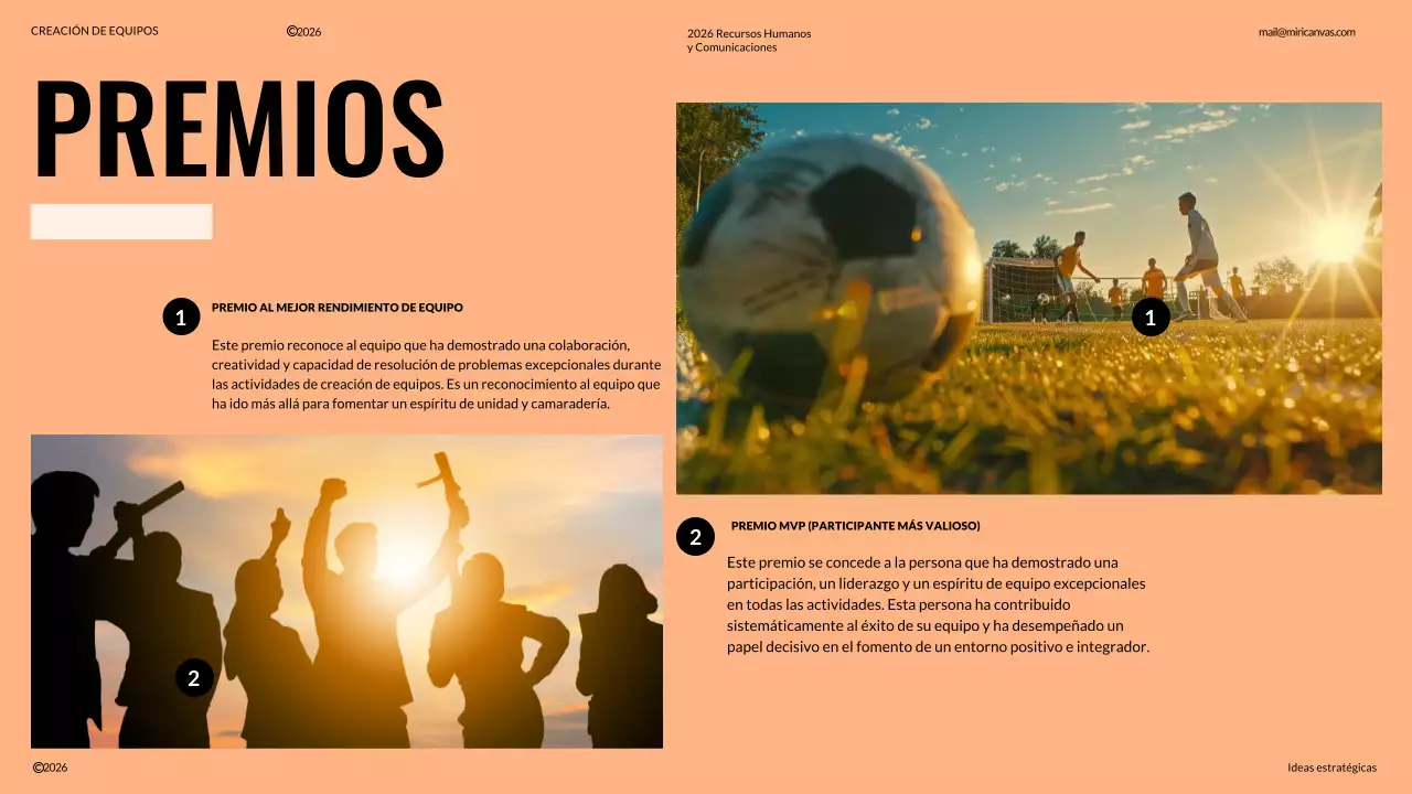 Propuesta de Team Building Moderno Marfil y Naranja