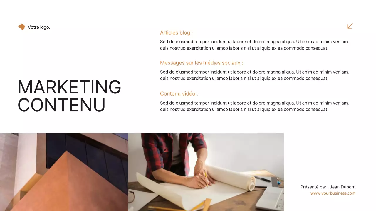 Noir et orange Minimal Elegant Real Estate Marketing Strategy Announcement