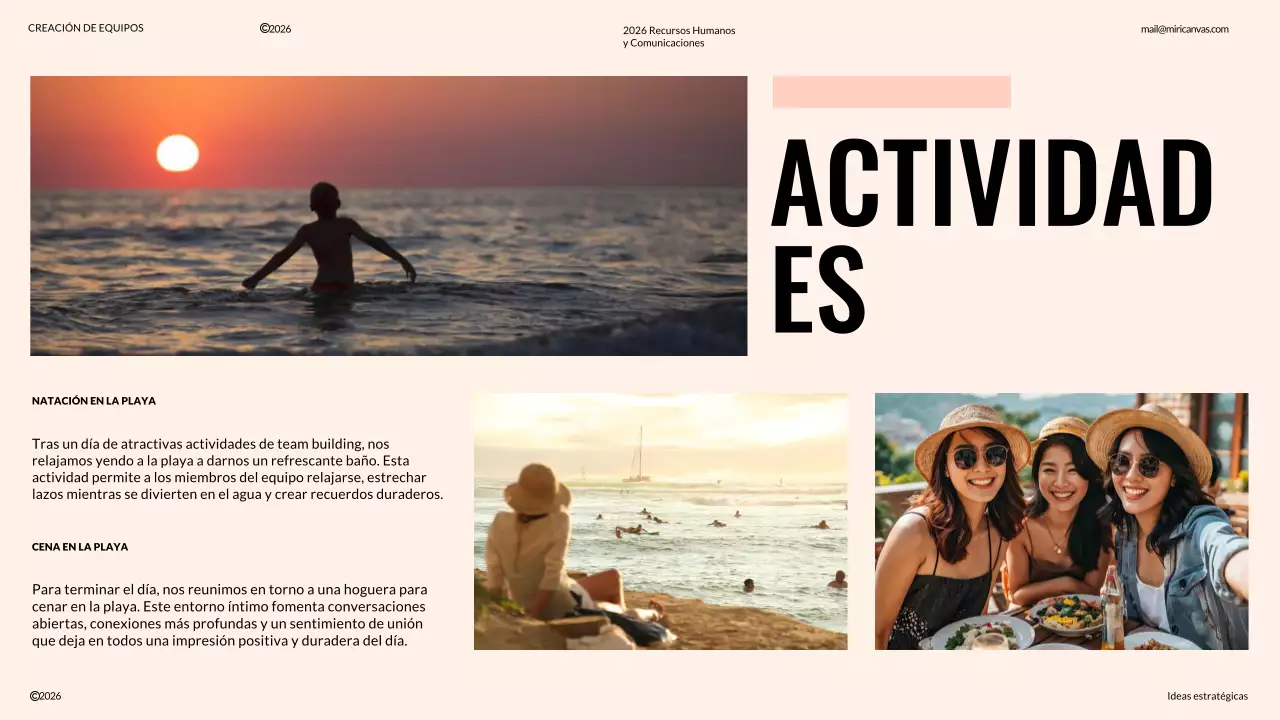 Propuesta de Team Building Moderno Marfil y Naranja