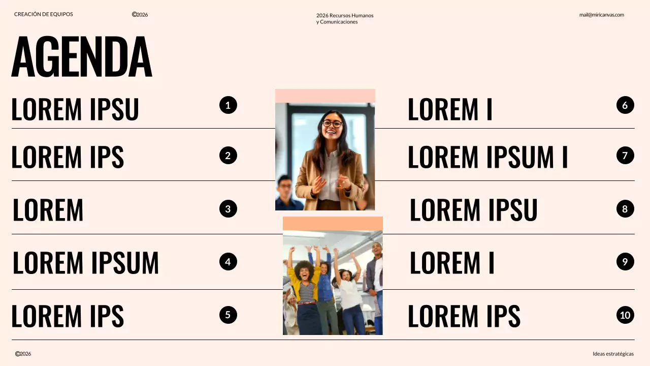 Propuesta de Team Building Moderno Marfil y Naranja