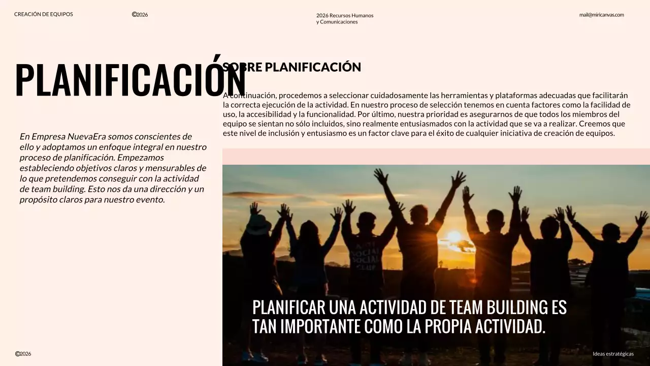 Propuesta de Team Building Moderno Marfil y Naranja