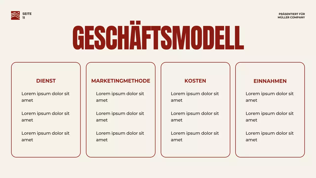 Rot und Beige Bold Business Pitch Strategie