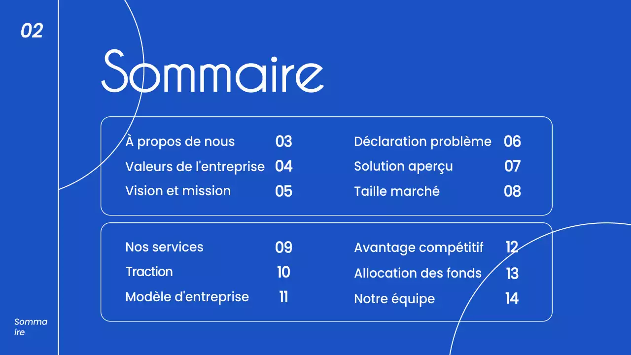 Stratégie de pitch commercial minimaliste bleu et blanc