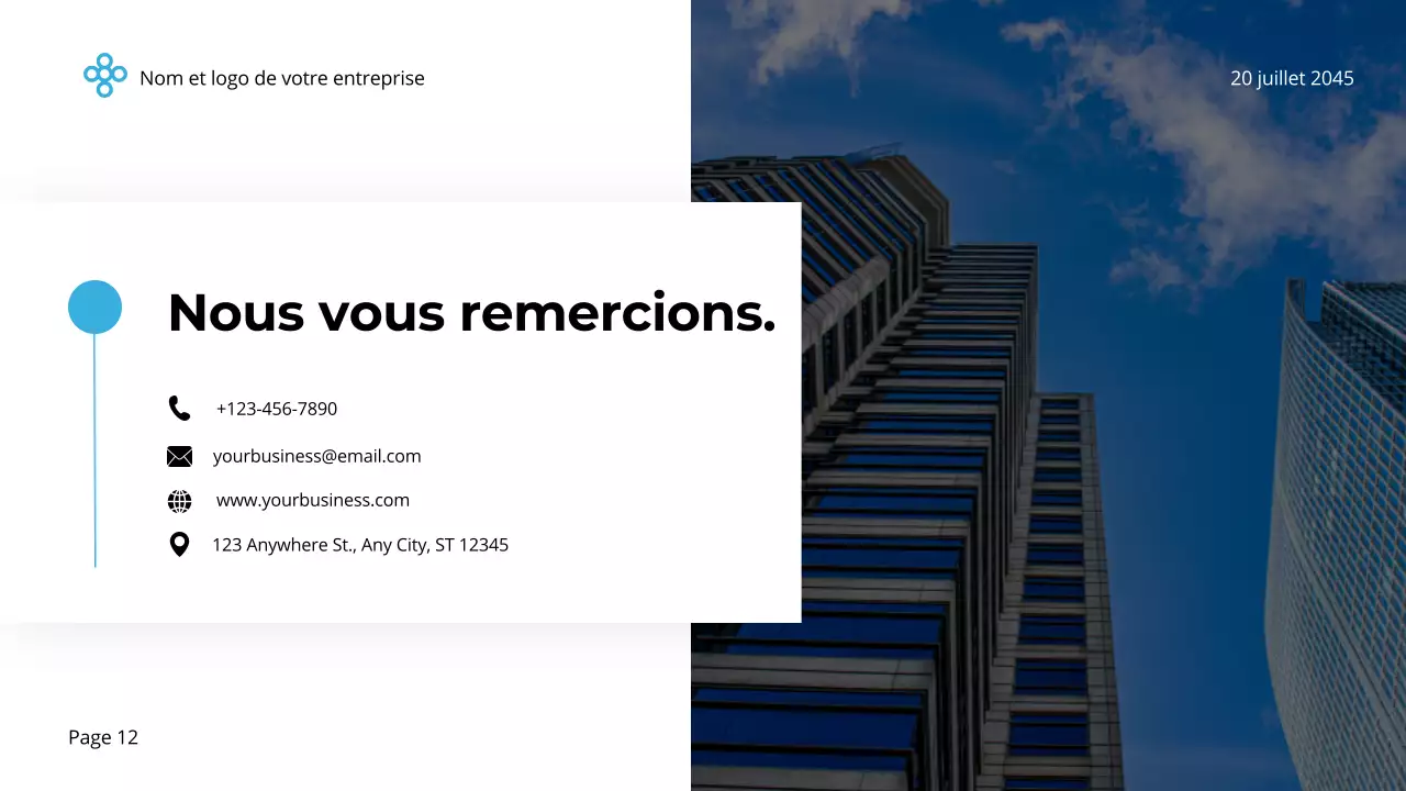 Bleu et blanc Simple Minimal Business