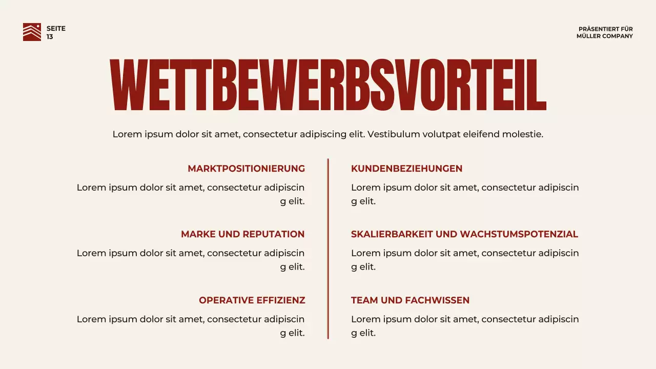 Rot und Beige Bold Business Pitch Strategie