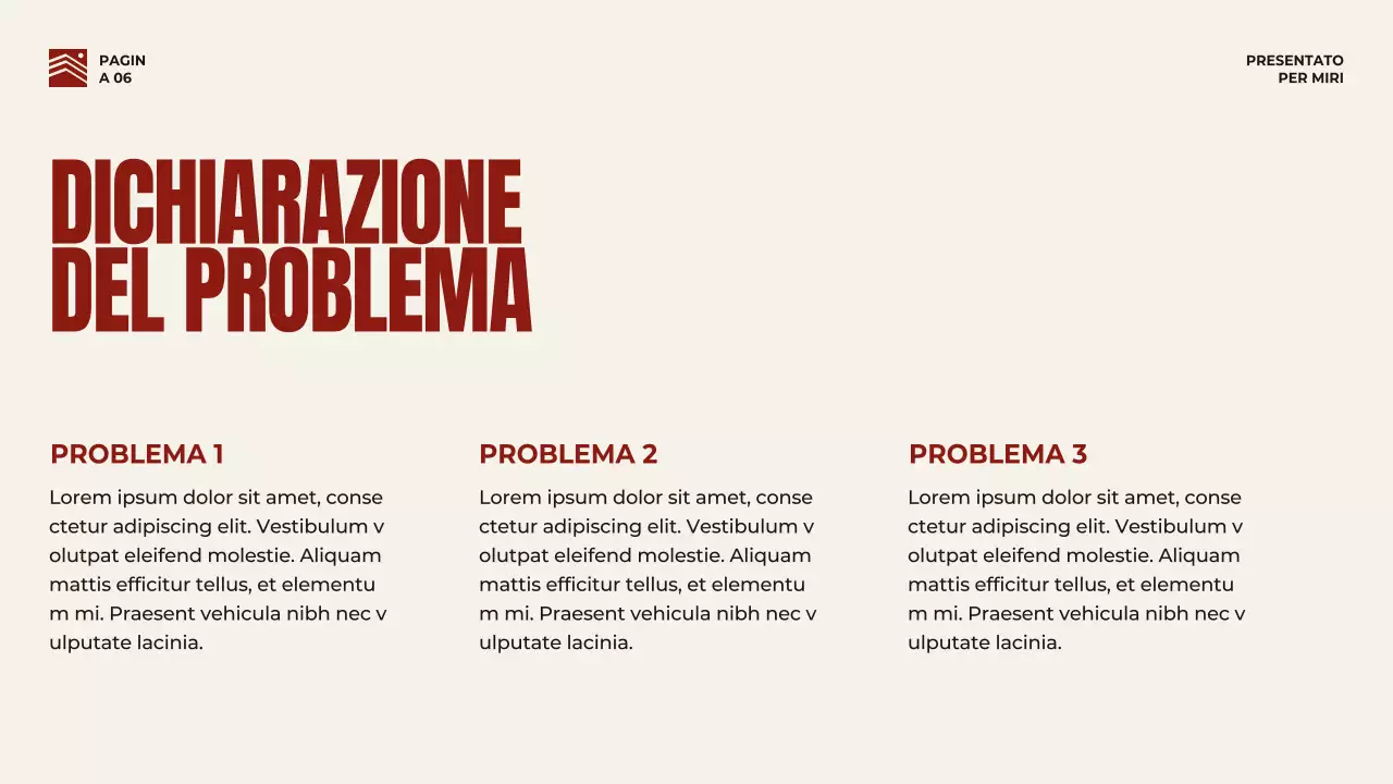 Strategia di presentazione aziendale in grassetto rosso e beige