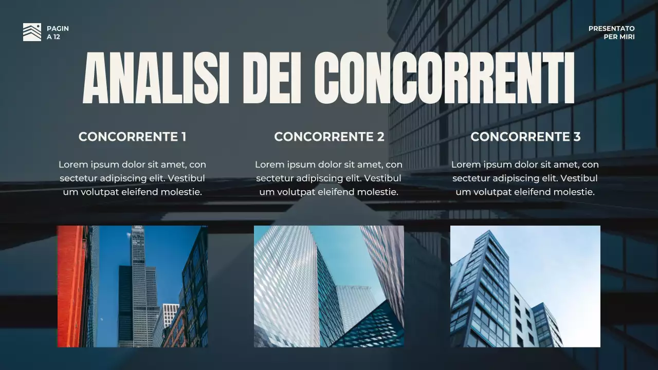 Strategia di presentazione aziendale in grassetto rosso e beige