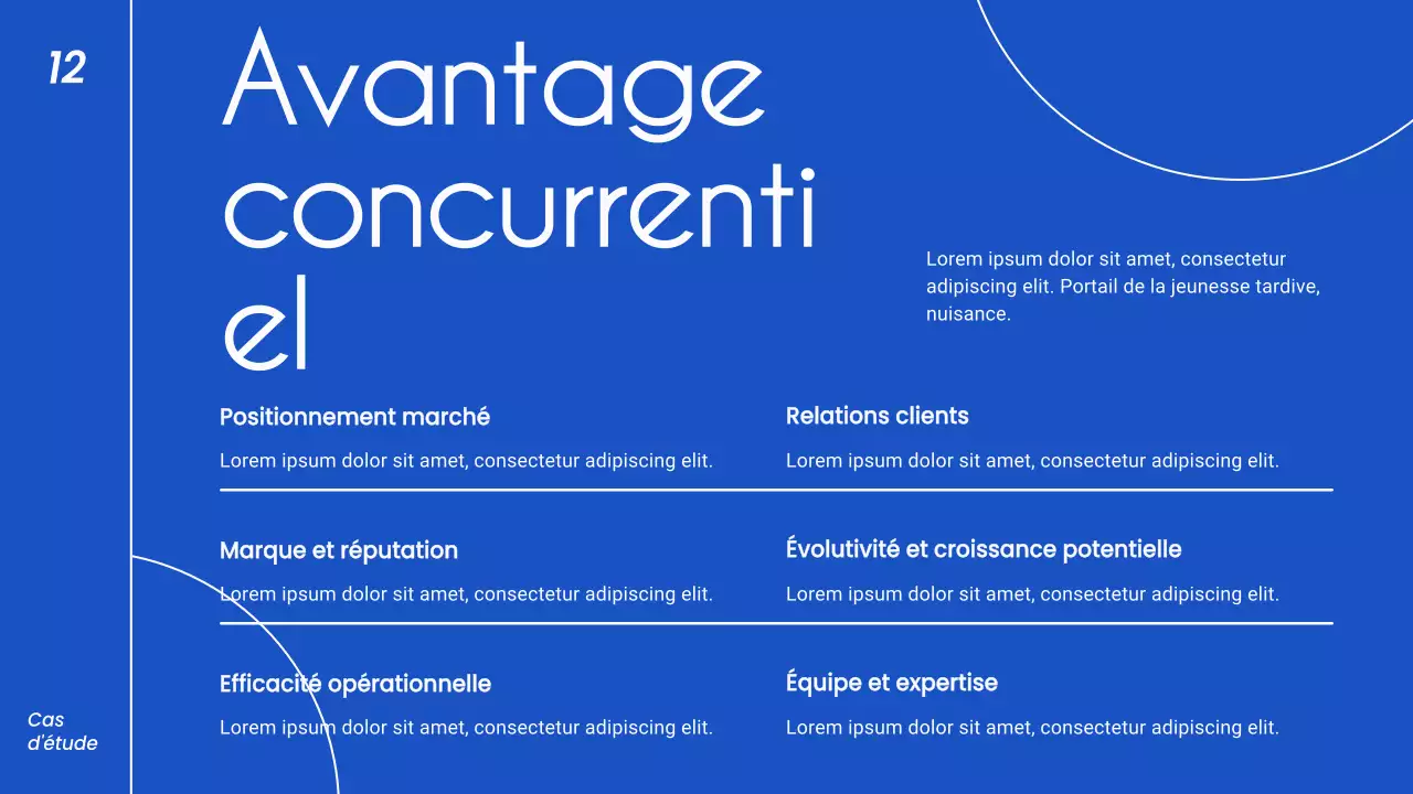 Stratégie de pitch commercial minimaliste bleu et blanc