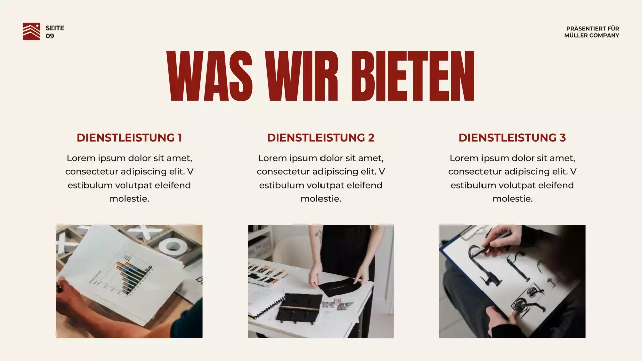 Rot und Beige Bold Business Pitch Strategie