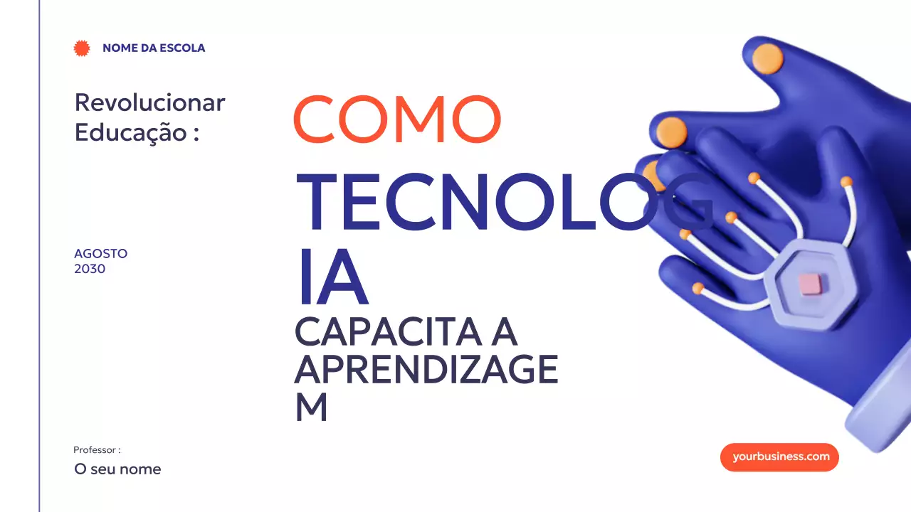 Azul Laranja Moderno Minimal Como é que a tecnologia potencia a aprendizagem Introdução