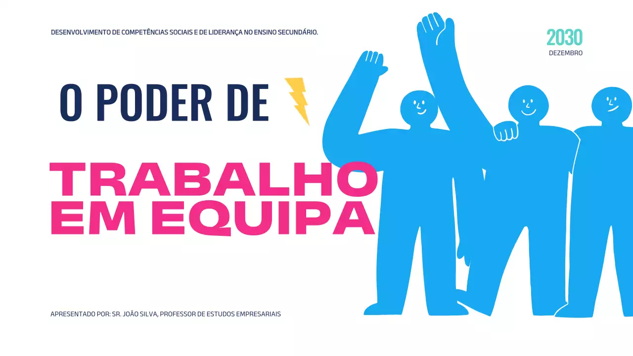 Rosa Azul Moderno Geométrico Educação O poder do trabalho de equipa Introdução