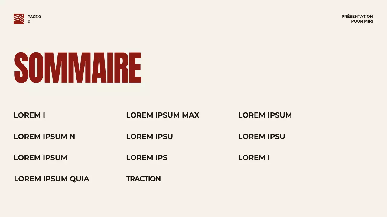 Stratégie de pitch d'entreprise en rouge et beige