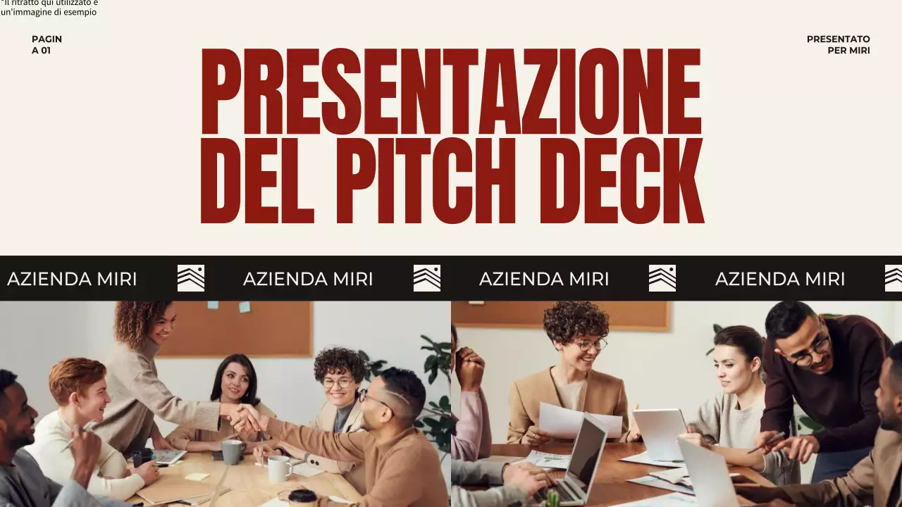 Strategia di presentazione aziendale in grassetto rosso e beige