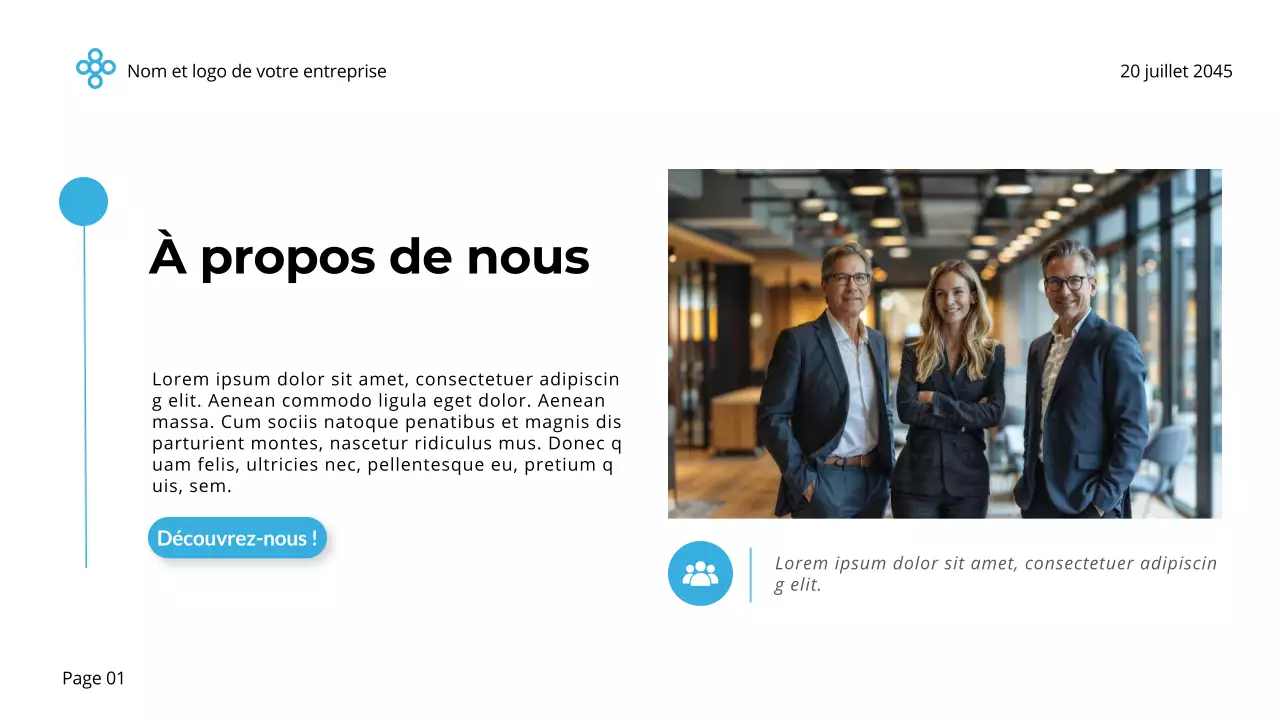 Bleu et blanc Simple Minimal Business