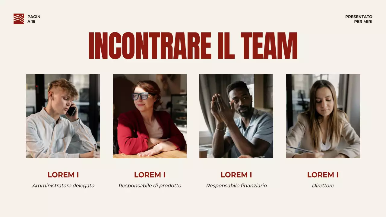 Strategia di presentazione aziendale in grassetto rosso e beige