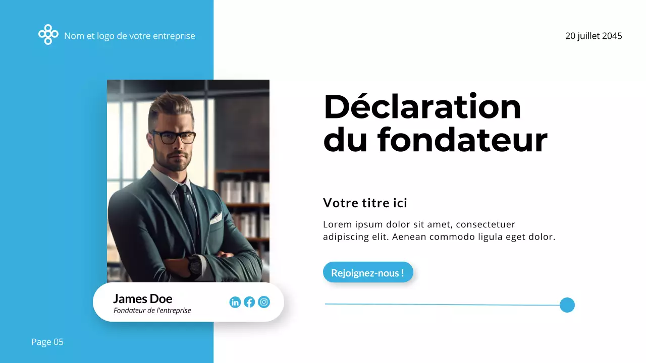 Bleu et blanc Simple Minimal Business