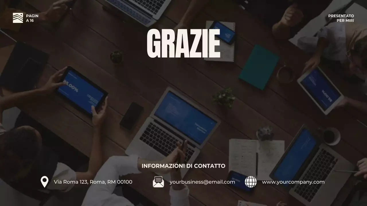 Strategia di presentazione aziendale in grassetto rosso e beige