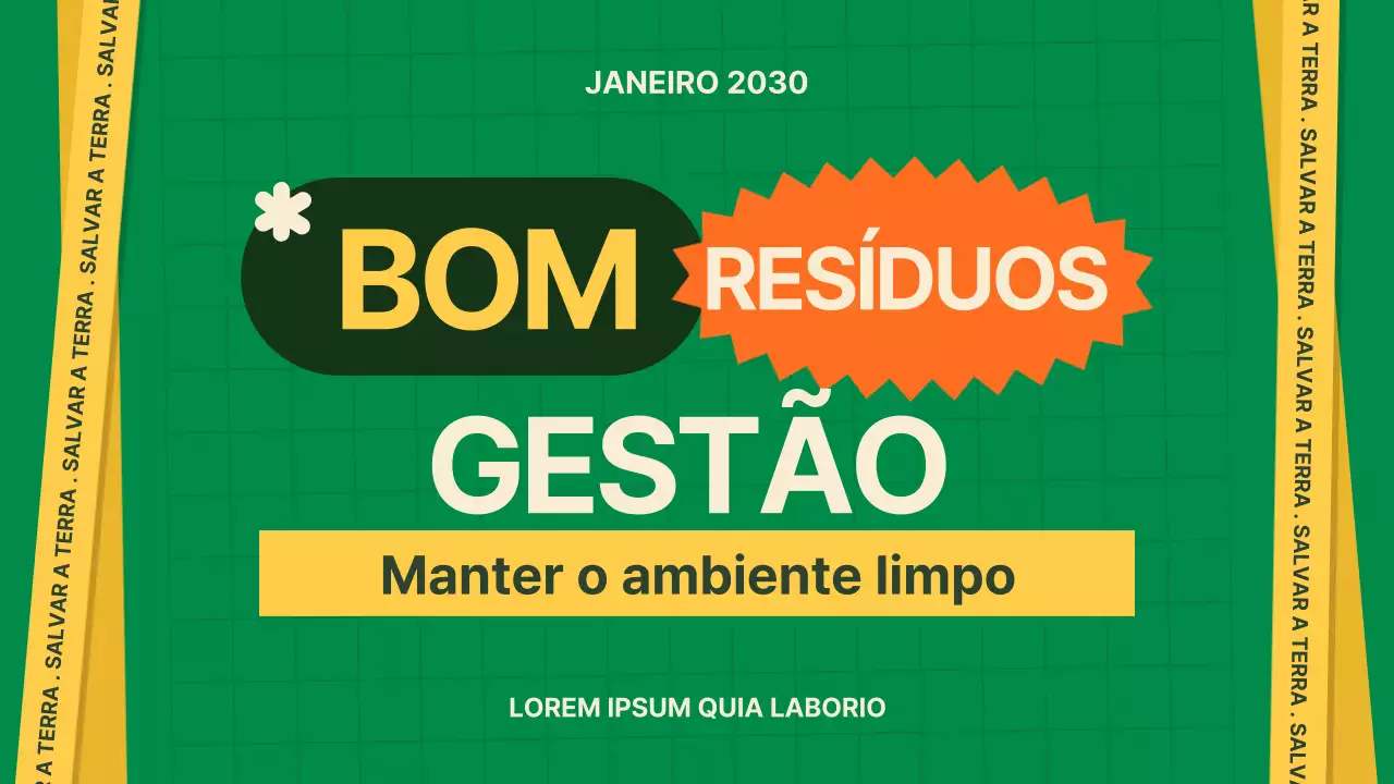 Verde Amarelo Moderno Guia de Boa Gestão de Resíduos