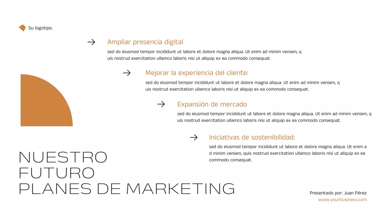 Anuncio de estrategia de marketing inmobiliario minimalista y elegante en negro y naranja