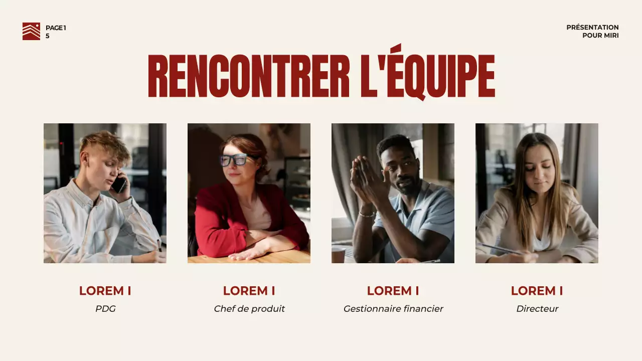 Stratégie de pitch d'entreprise en rouge et beige