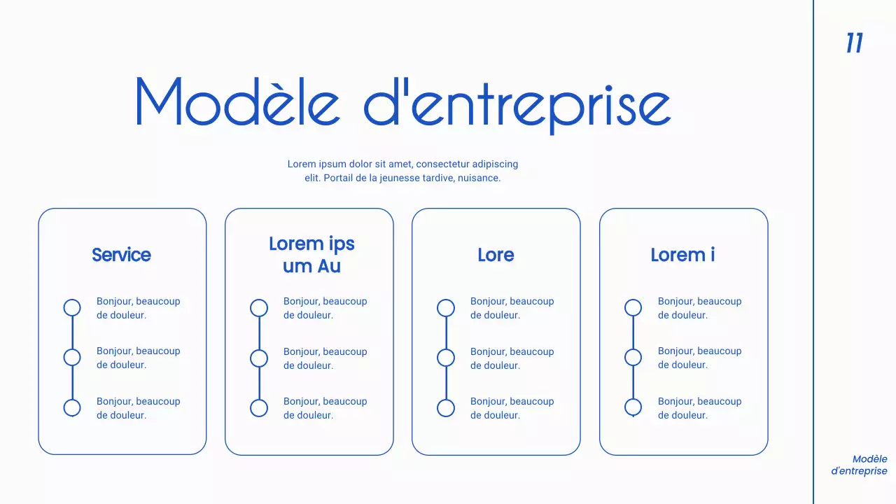 Stratégie de pitch commercial minimaliste bleu et blanc