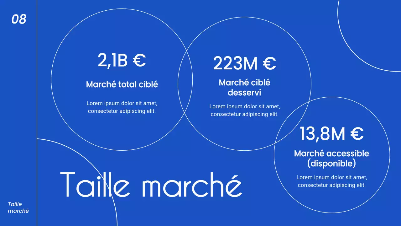 Stratégie de pitch commercial minimaliste bleu et blanc
