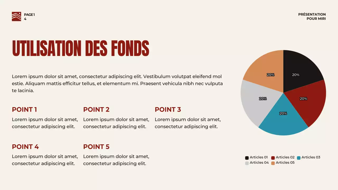 Stratégie de pitch d'entreprise en rouge et beige
