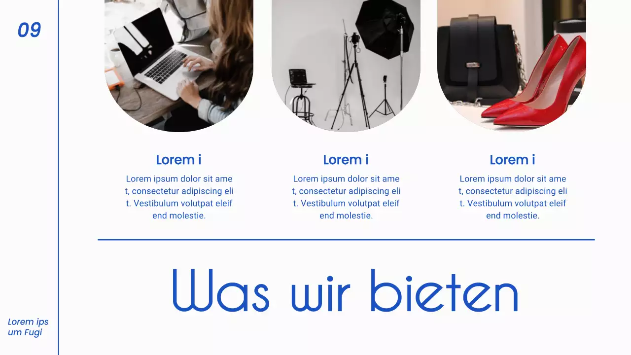 Blaue und weiße minimalistische Business-Pitch-Strategie