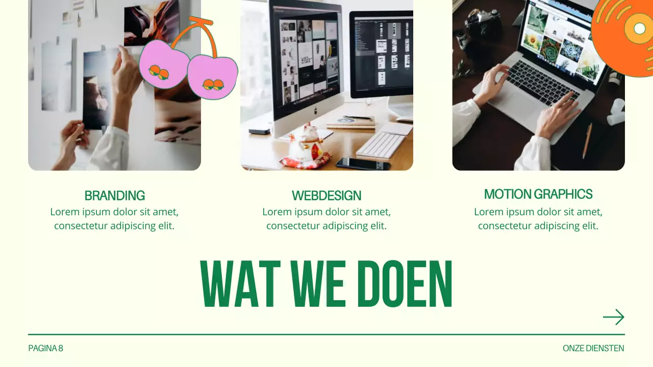 Green and White Creative Design Studio Introductie van het bedrijf