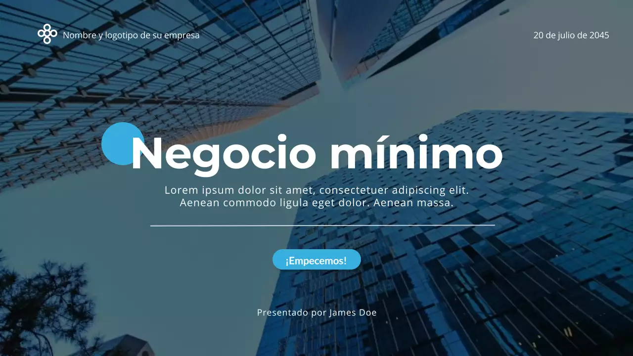 Negocio minimalista sencillo en azul y blanco