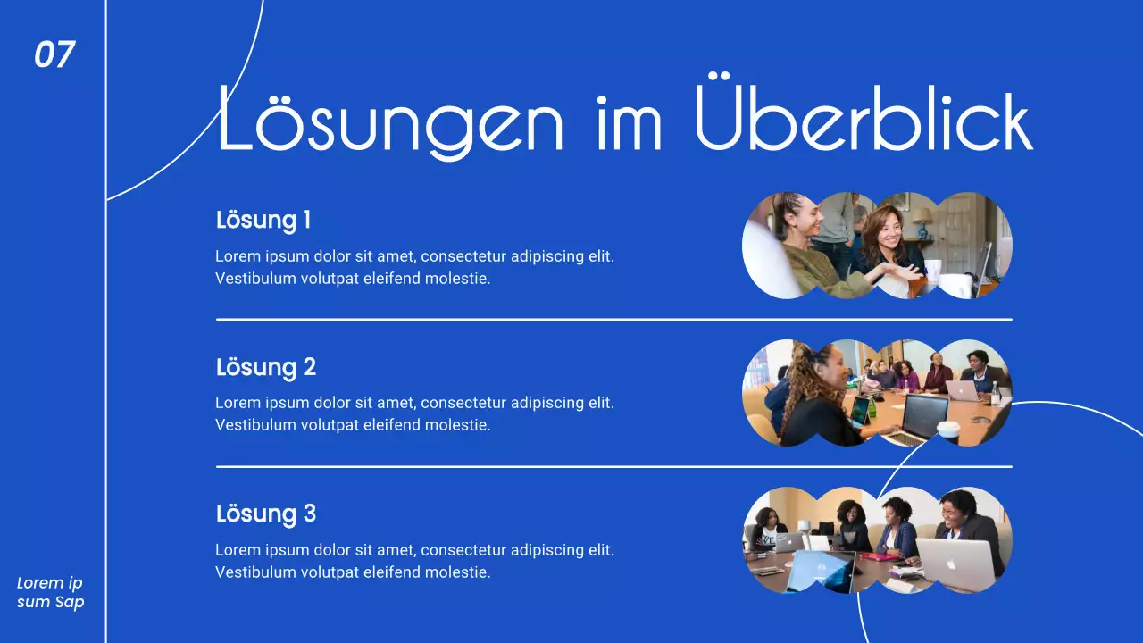 Blaue und weiße minimalistische Business-Pitch-Strategie