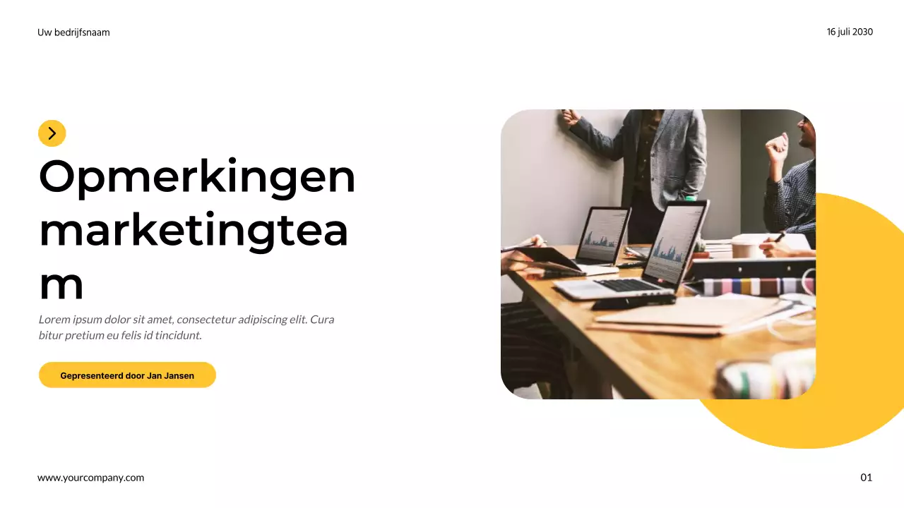 Geel en grijs Eenvoudig Modern Marketing Team Notities