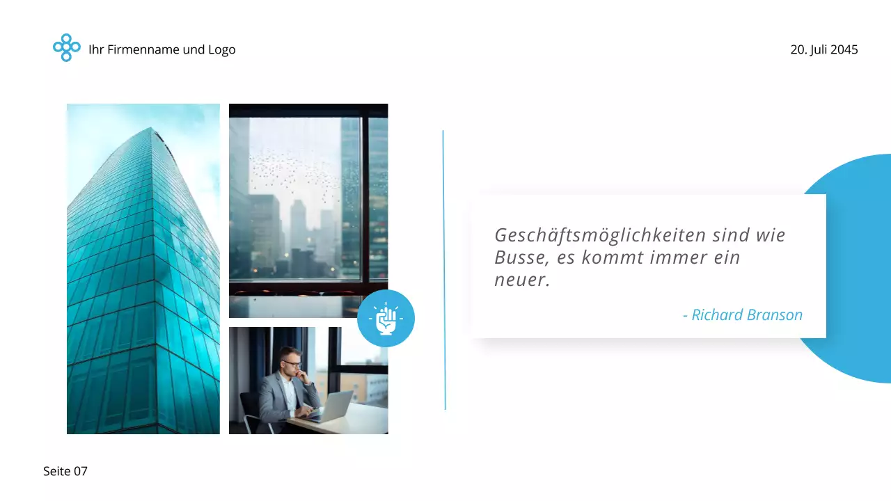 Blau und Weiß Einfach und Minimal Business