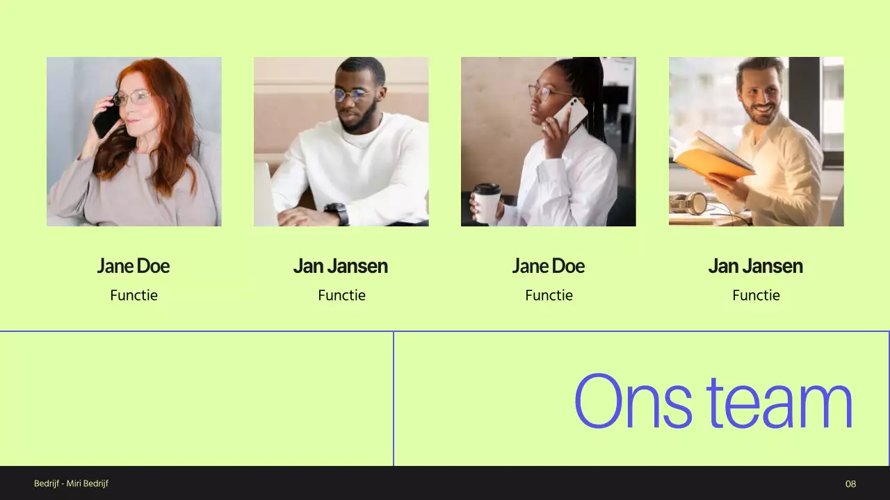 Blue and Green Minimal Bedrijfsprofiel Introductie van het bedrijf