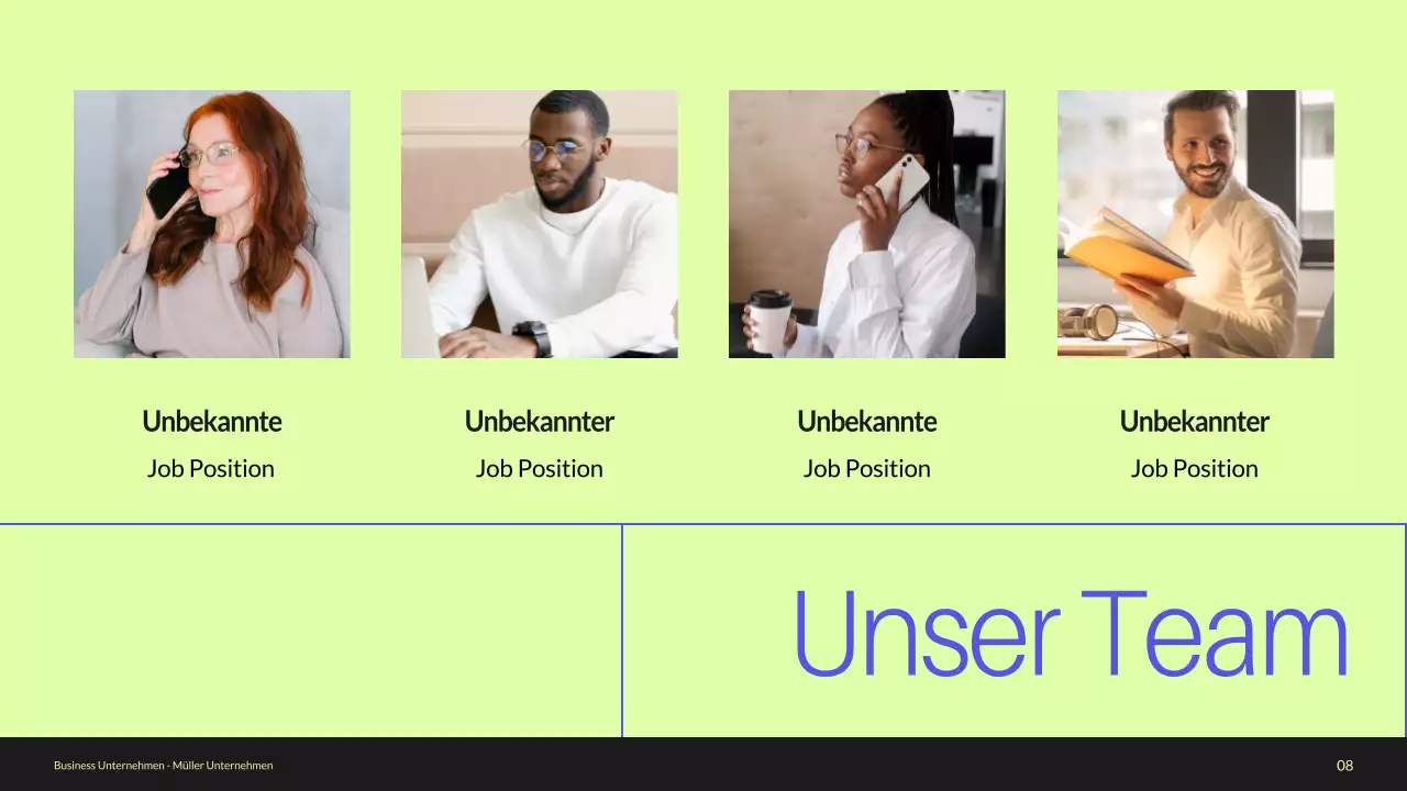 Blue and Green Minimal Business Profile Unternehmensvorstellung